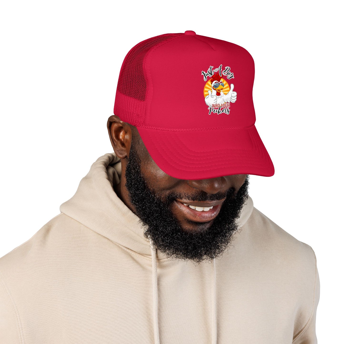 Just A Boy Who Loves Peckers -- Retro Trucker Hat