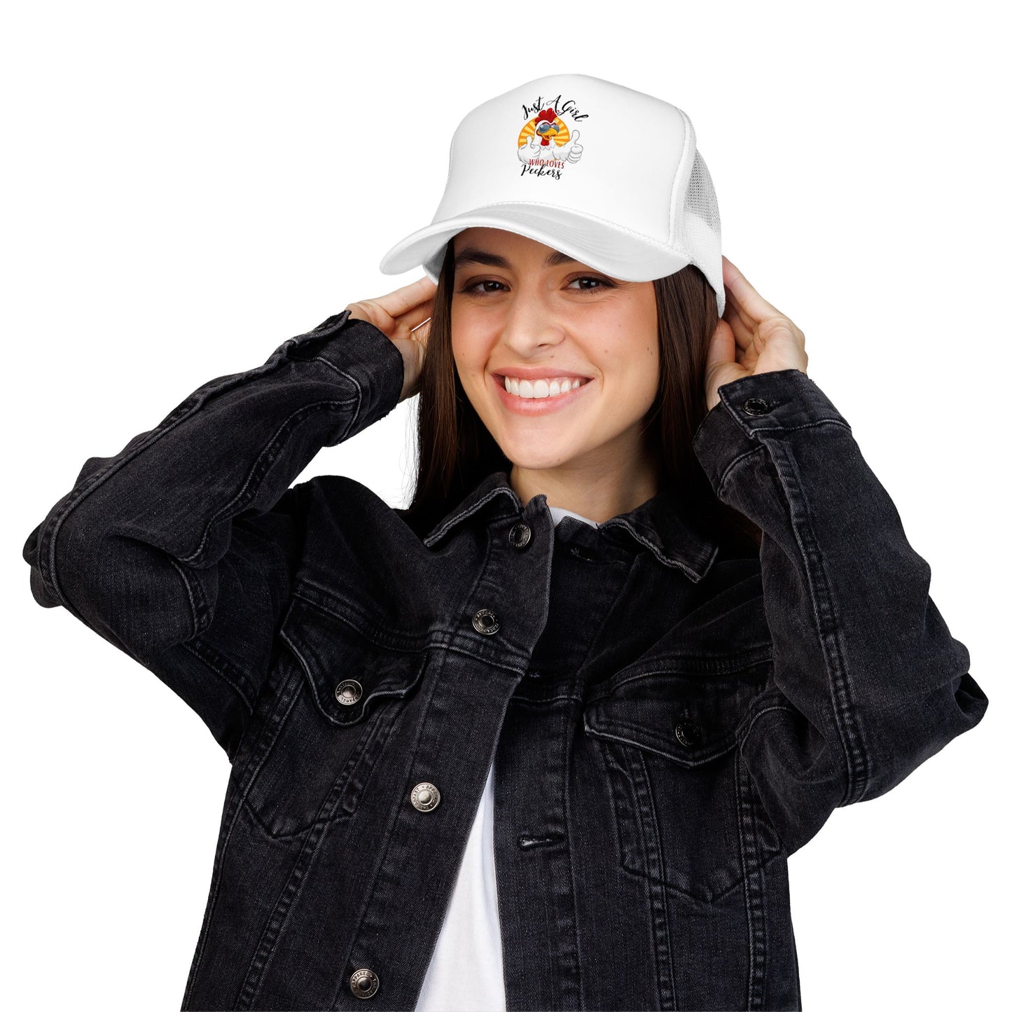 Just A Girl Who Loves Peckers — Retro Trucker Hat