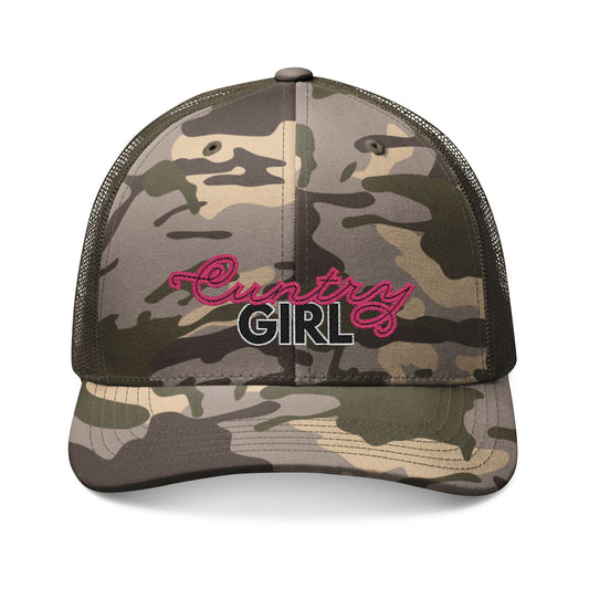 Cuntry Girl Camo Trucker Hat — Pink