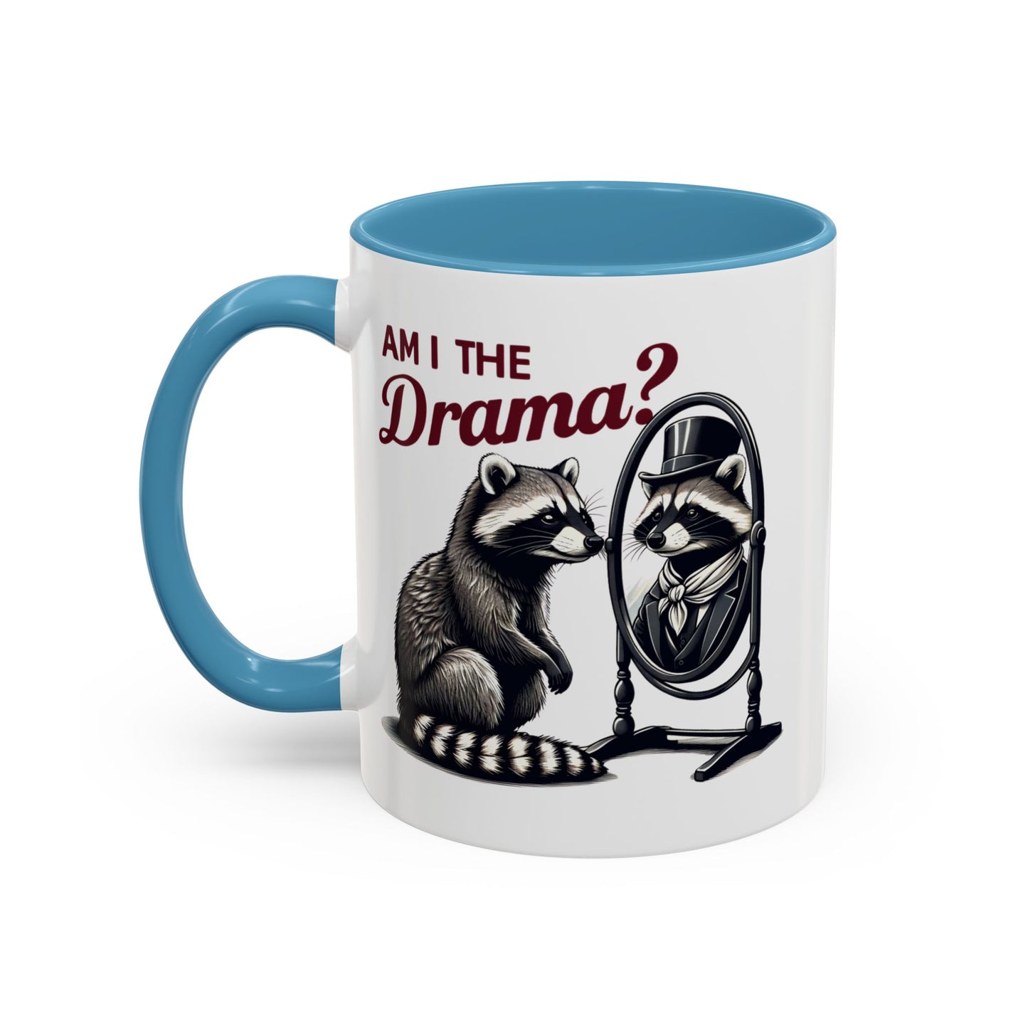 Raccoon 'Am I the Drama?' Accent Coffee Mug — 11/15oz Ceramic