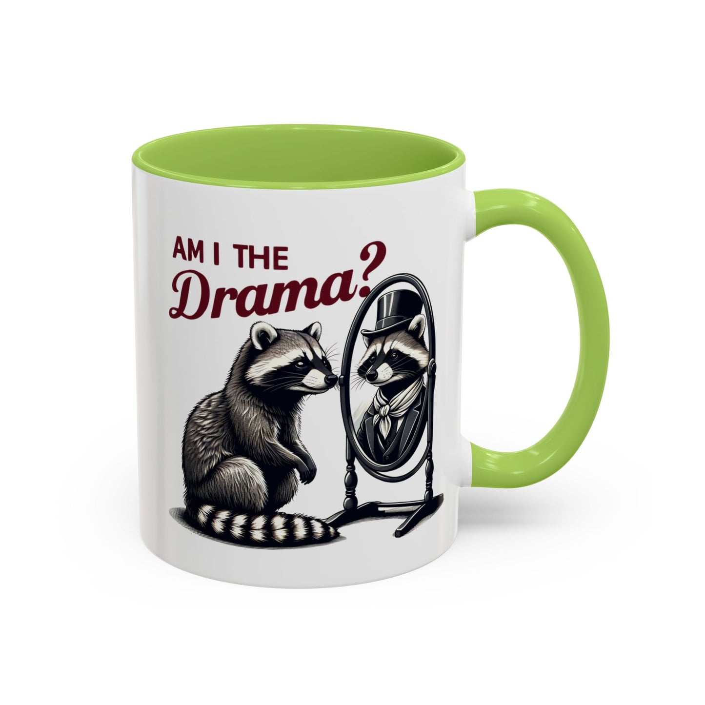 Raccoon 'Am I the Drama?' Accent Coffee Mug — 11/15oz Ceramic