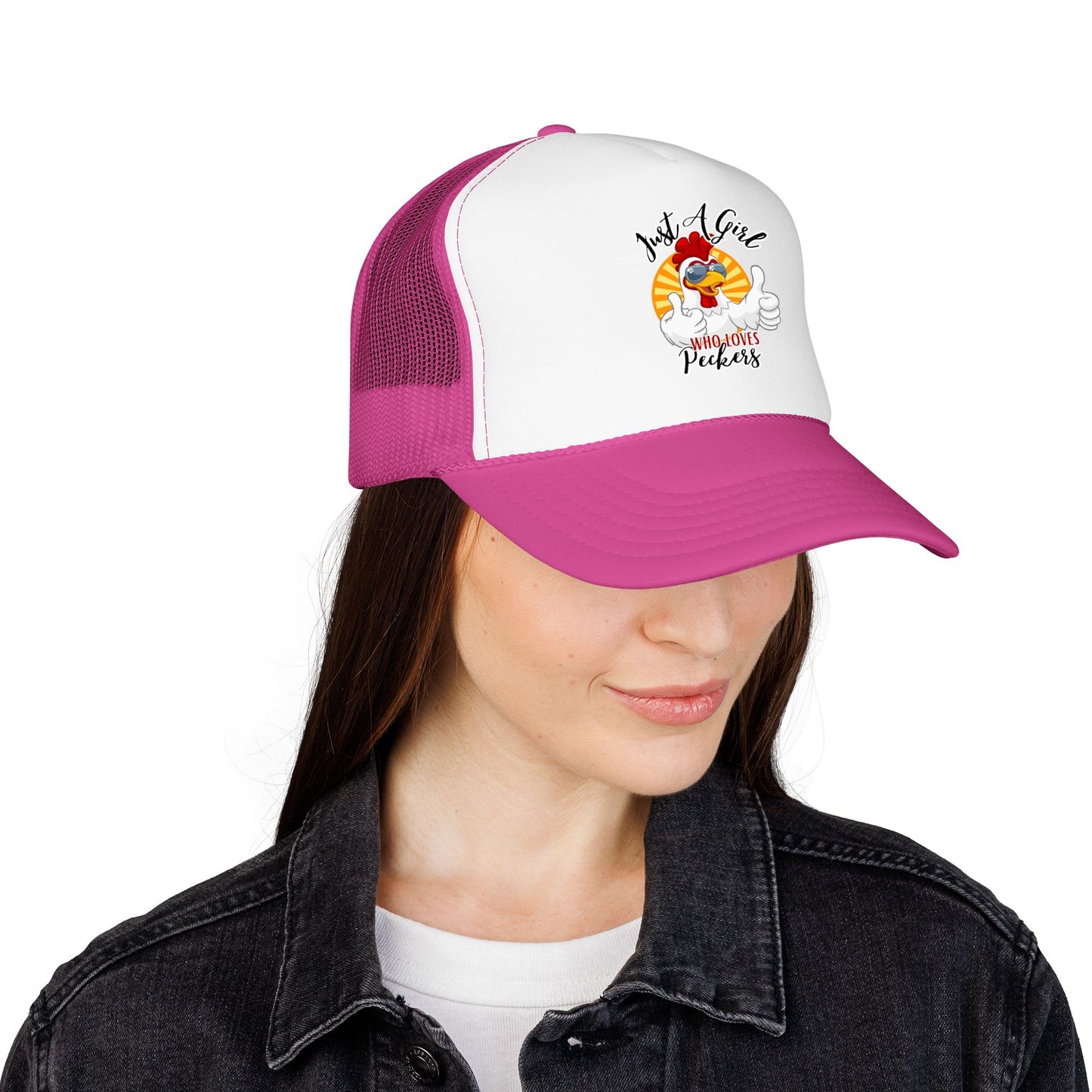 Just A Girl Who Loves Peckers — Retro Trucker Hat