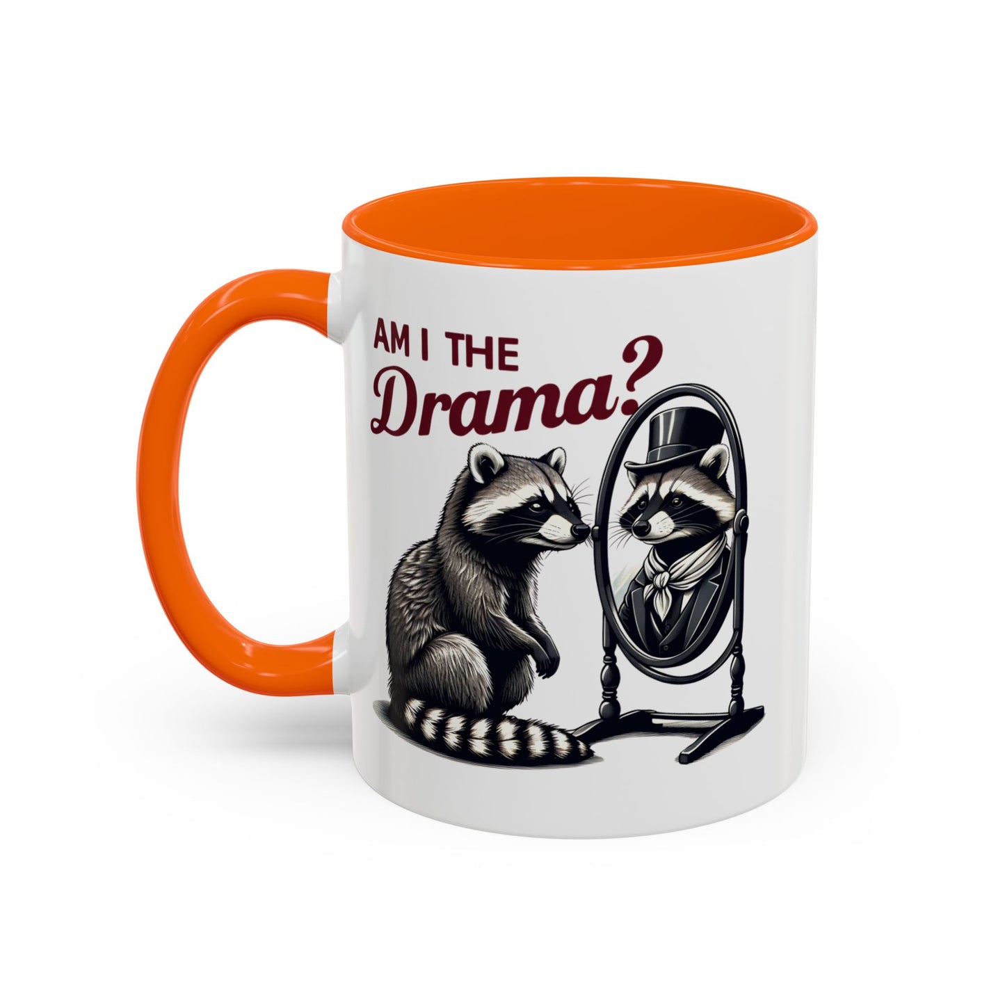 Raccoon 'Am I the Drama?' Accent Coffee Mug — 11/15oz Ceramic