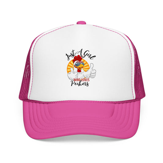 Just A Girl Who Loves Peckers — Retro Trucker Hat