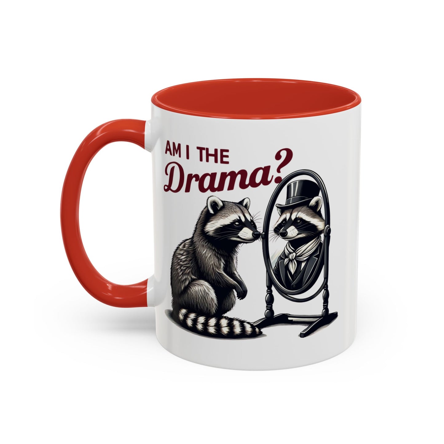 Raccoon 'Am I the Drama?' Accent Coffee Mug — 11/15oz Ceramic