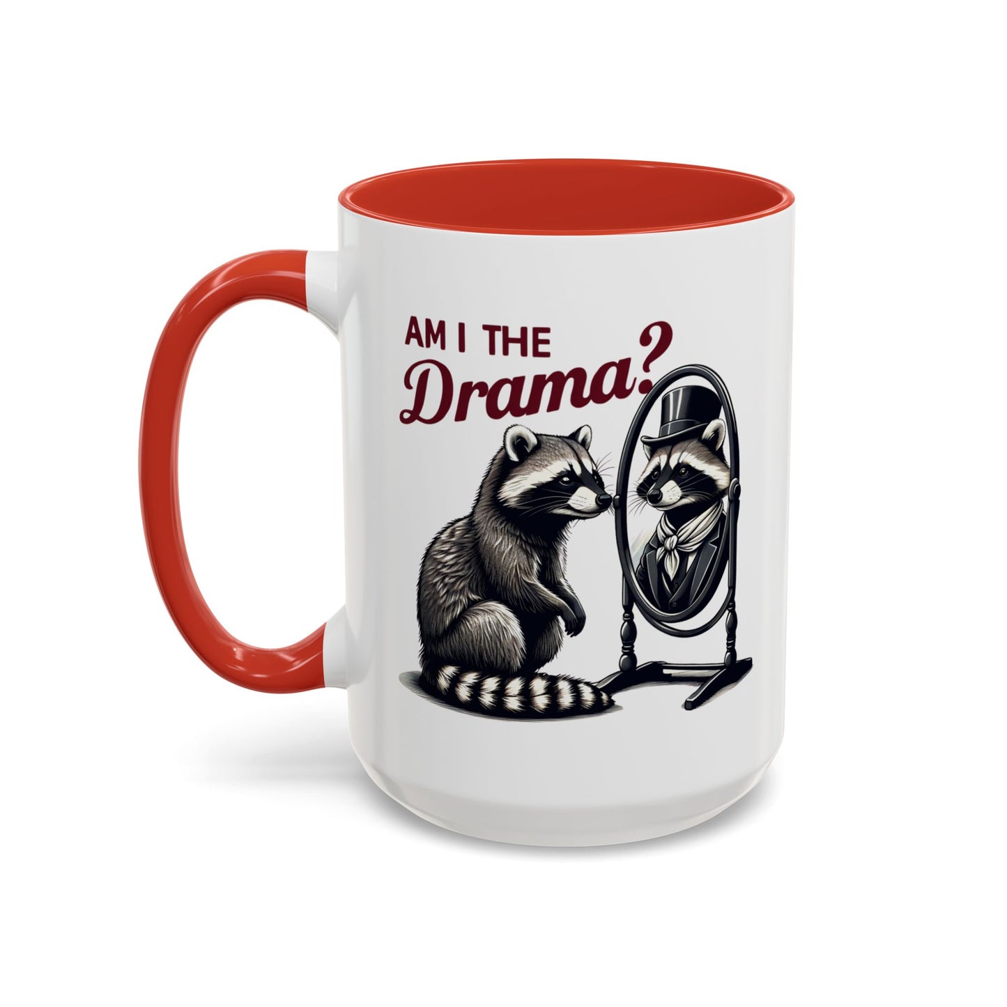 Raccoon 'Am I the Drama?' Accent Coffee Mug — 11/15oz Ceramic