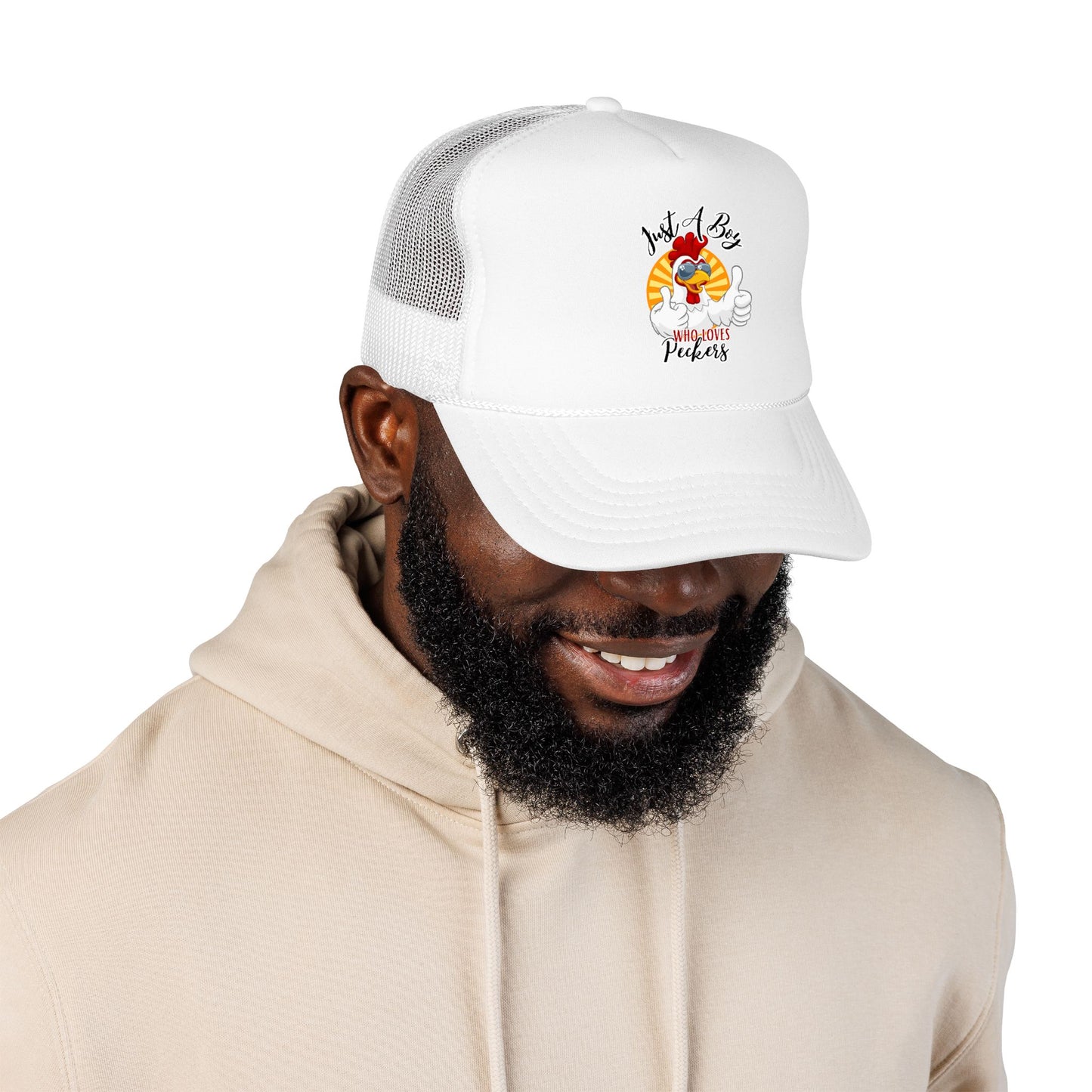 Just A Boy Who Loves Peckers -- Retro Trucker Hat