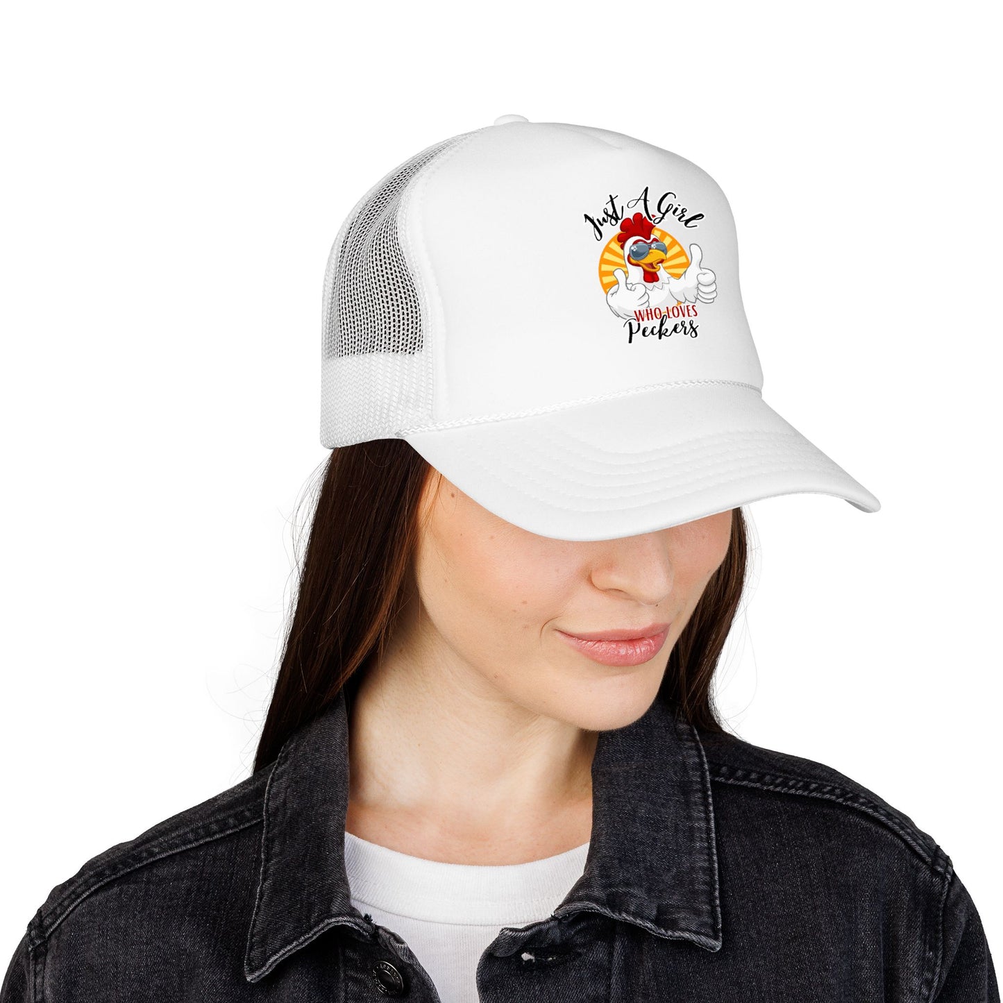 Just A Girl Who Loves Peckers — Retro Trucker Hat