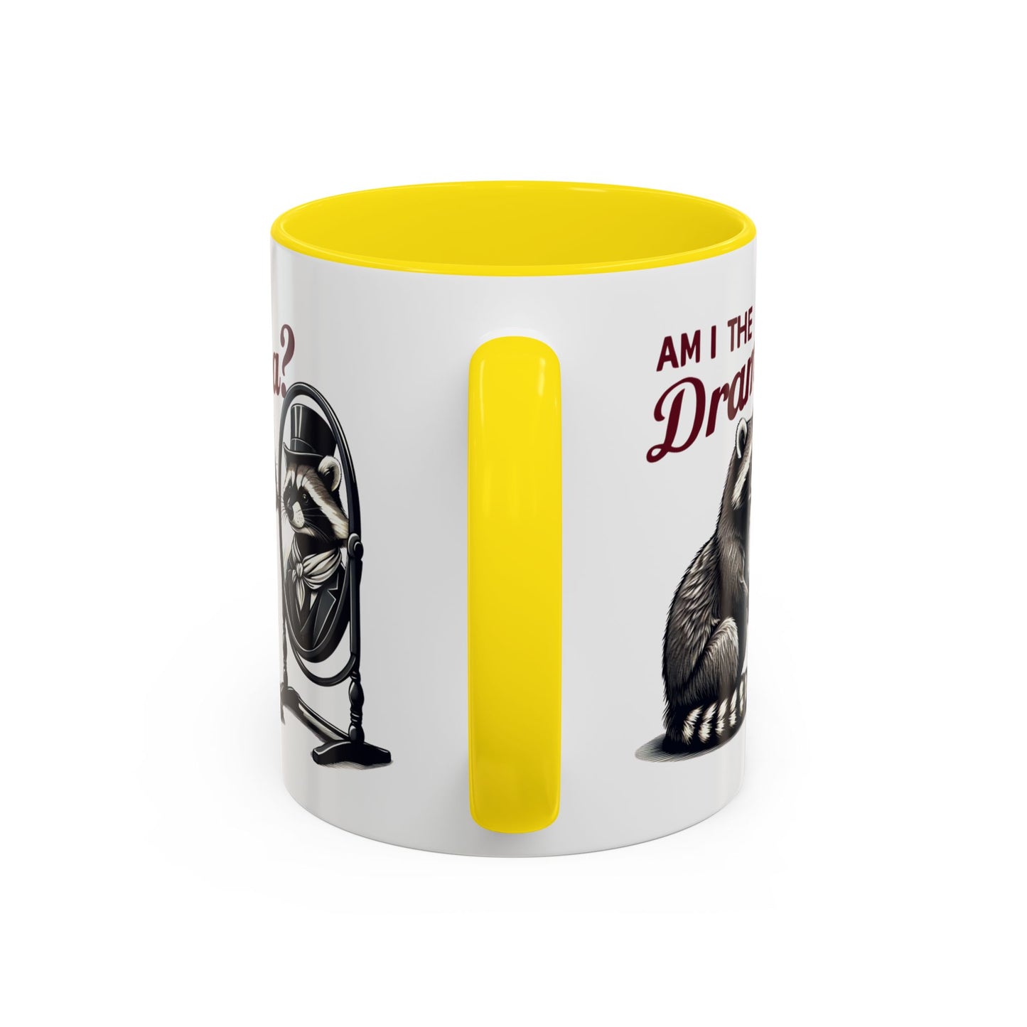 Raccoon 'Am I the Drama?' Accent Coffee Mug — 11/15oz Ceramic