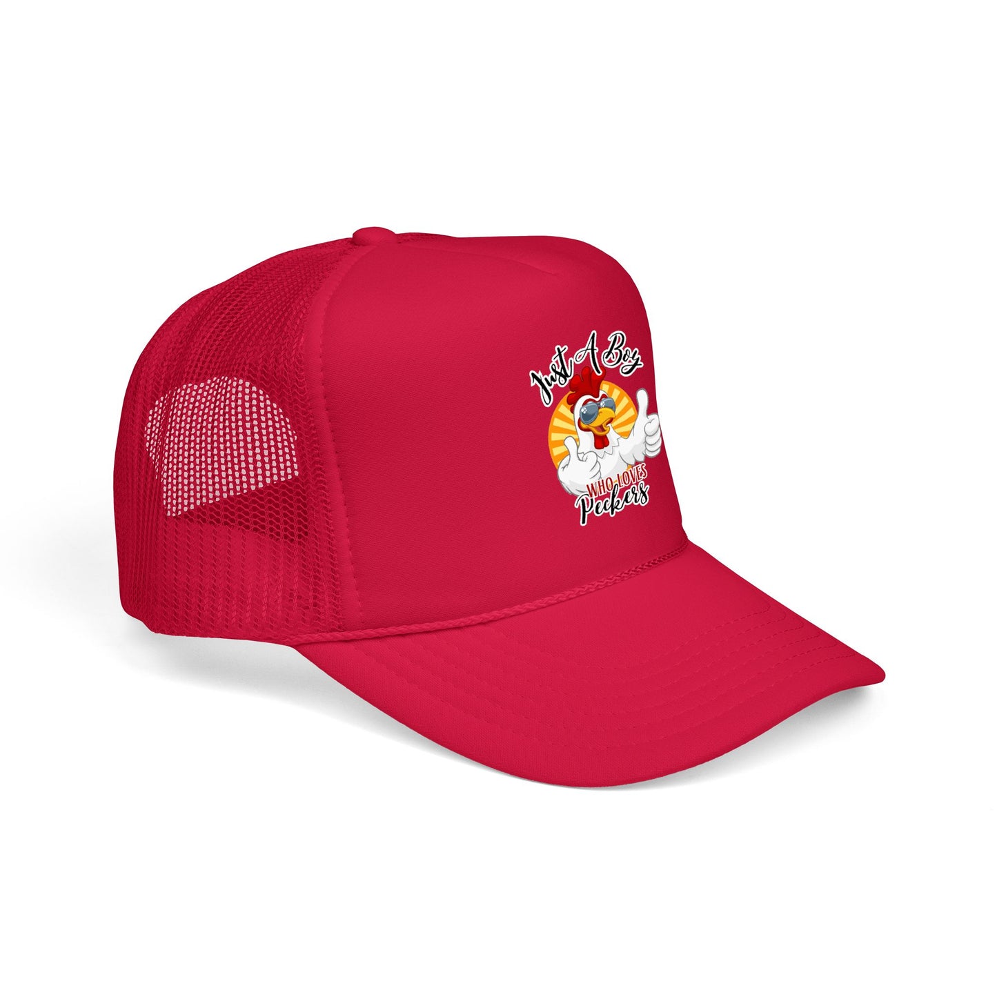 Just A Boy Who Loves Peckers -- Retro Trucker Hat