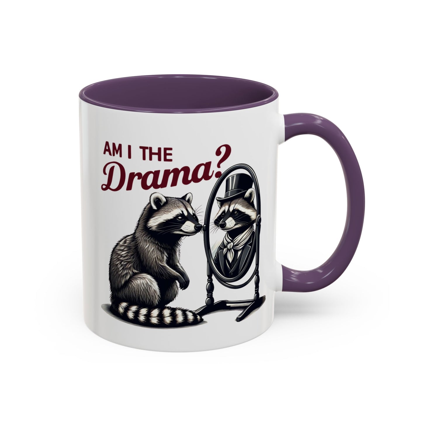Raccoon 'Am I the Drama?' Accent Coffee Mug — 11/15oz Ceramic