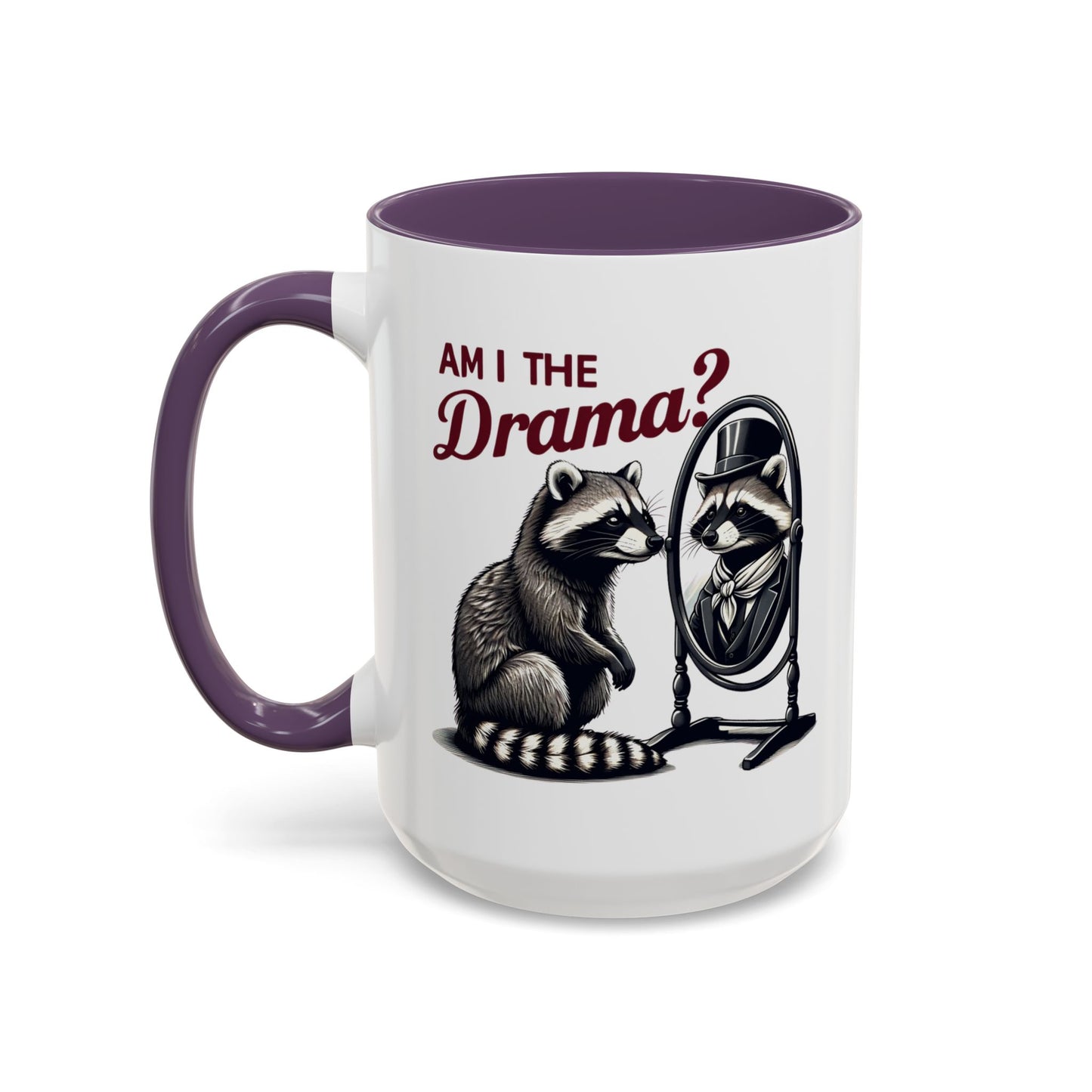 Raccoon 'Am I the Drama?' Accent Coffee Mug — 11/15oz Ceramic
