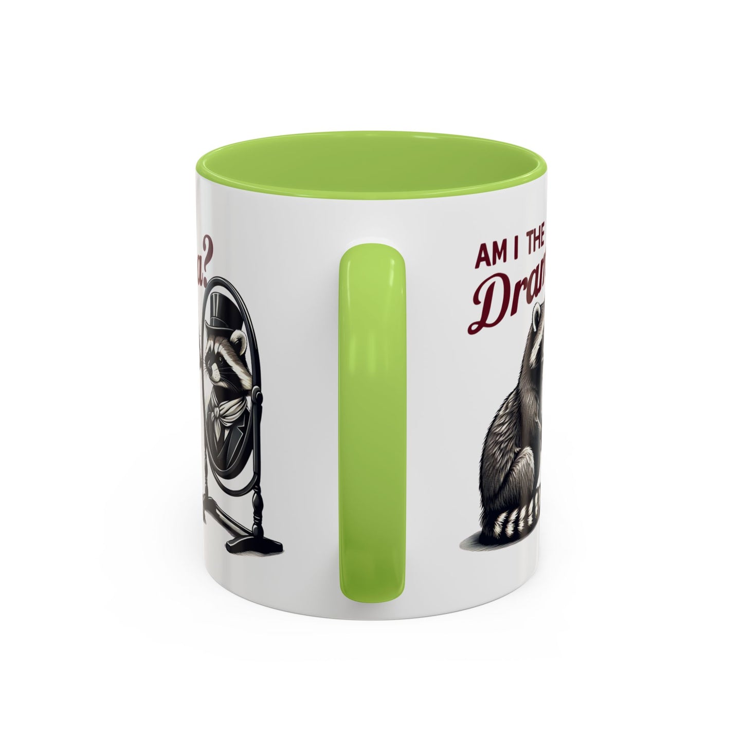Raccoon 'Am I the Drama?' Accent Coffee Mug — 11/15oz Ceramic
