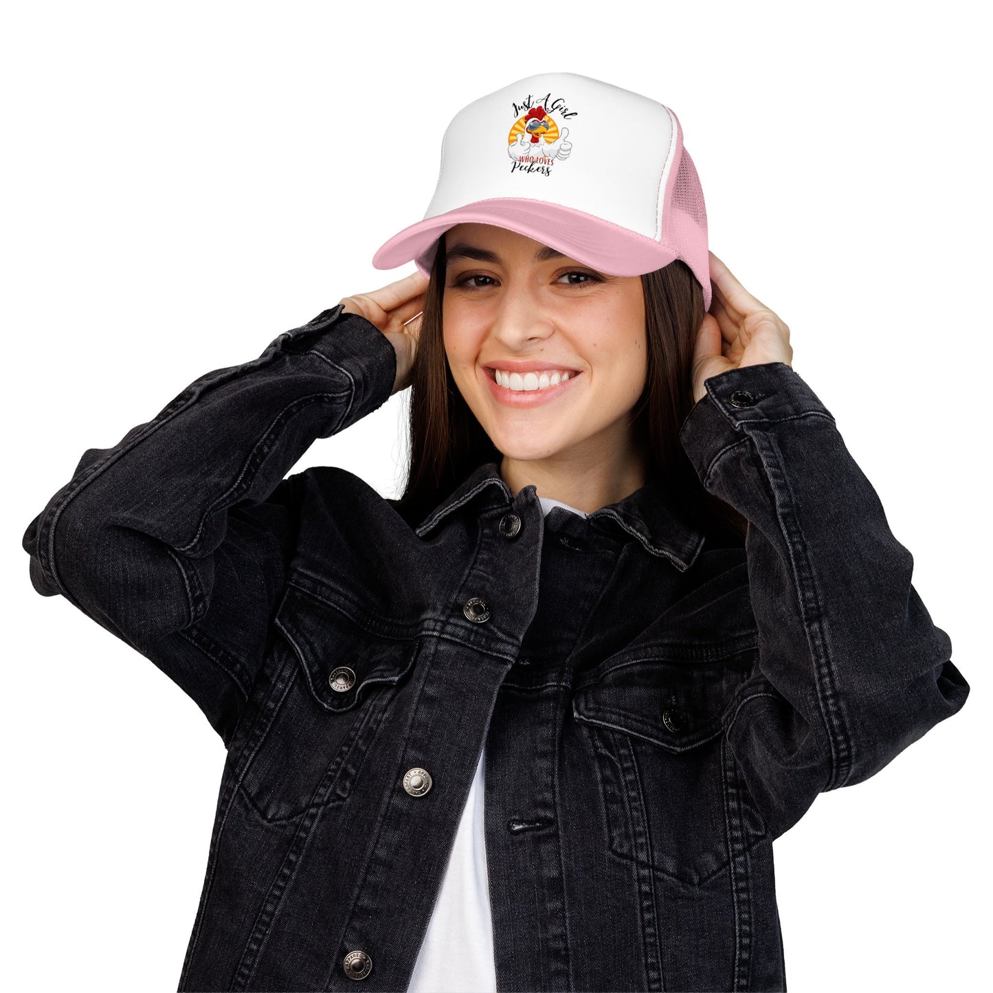Just A Girl Who Loves Peckers — Retro Trucker Hat
