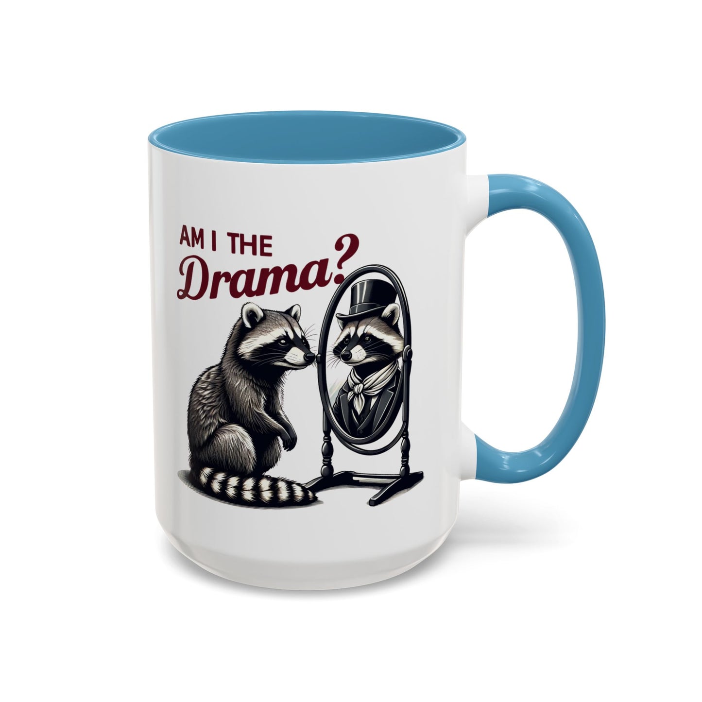 Raccoon 'Am I the Drama?' Accent Coffee Mug — 11/15oz Ceramic