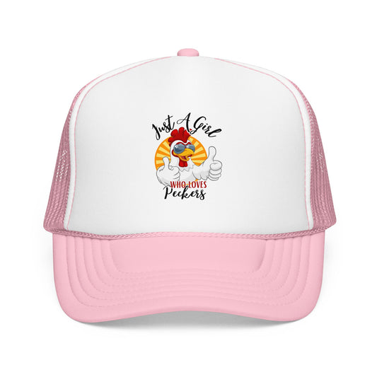 Just A Girl Who Loves Peckers — Retro Trucker Hat