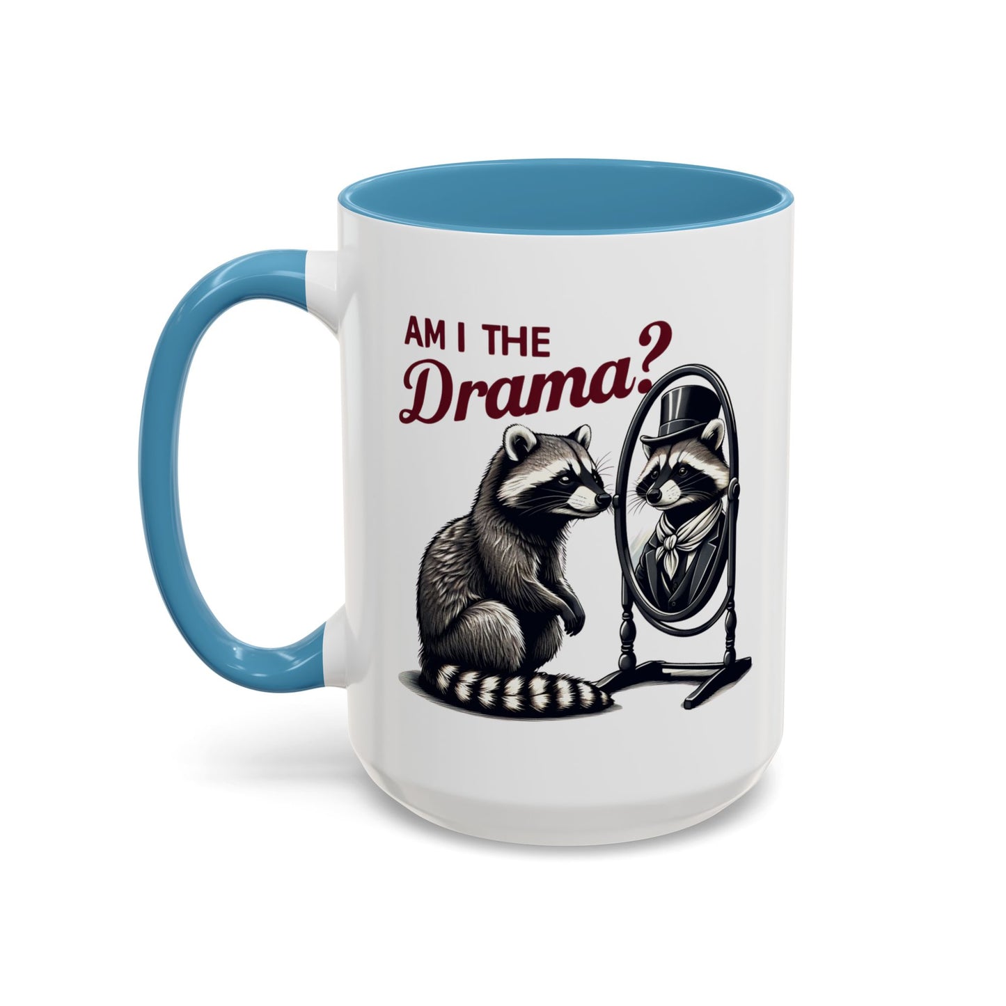 Raccoon 'Am I the Drama?' Accent Coffee Mug — 11/15oz Ceramic
