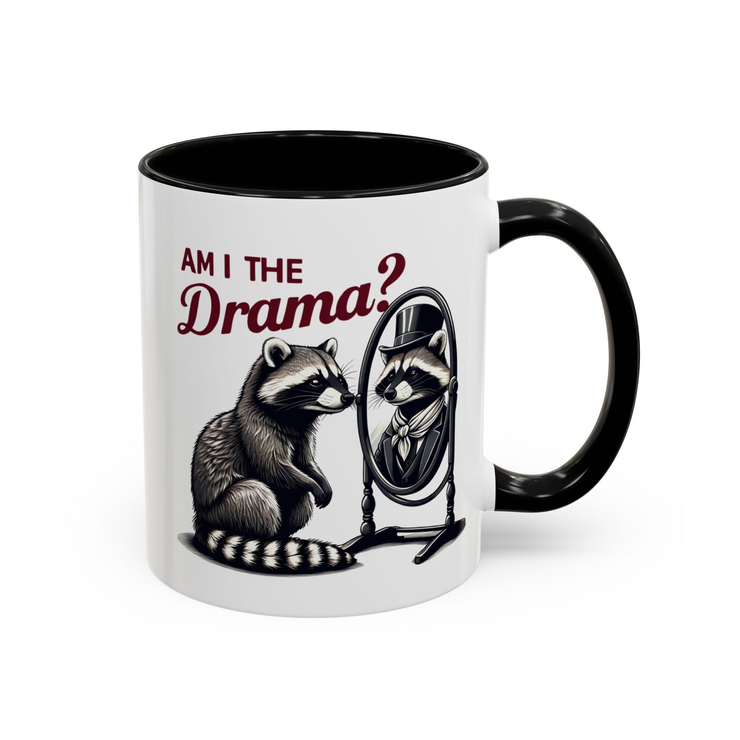 Raccoon 'Am I the Drama?' Accent Coffee Mug — 11/15oz Ceramic