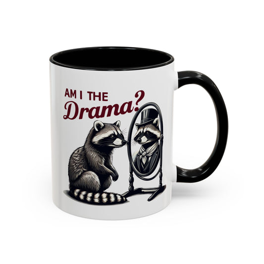 Raccoon 'Am I the Drama?' Accent Coffee Mug — 11/15oz Ceramic