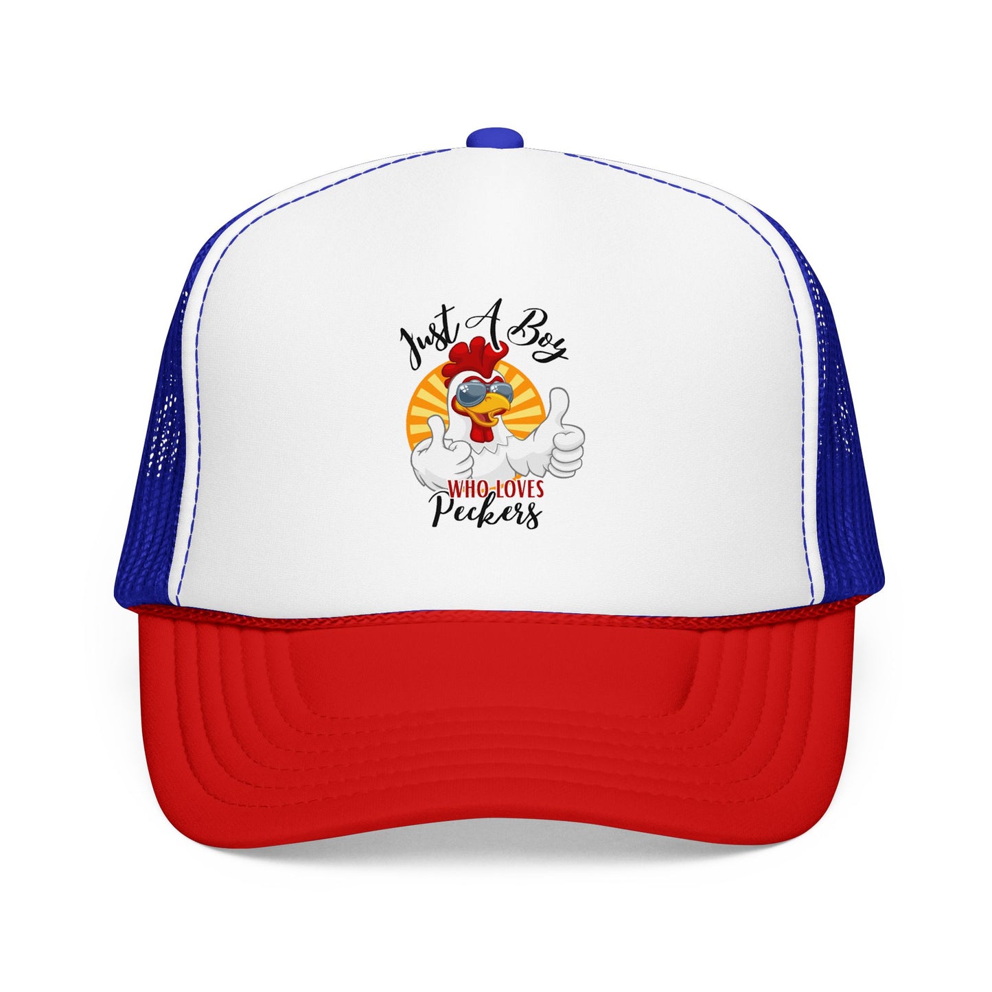 Just A Boy Who Loves Peckers -- Retro Trucker Hat