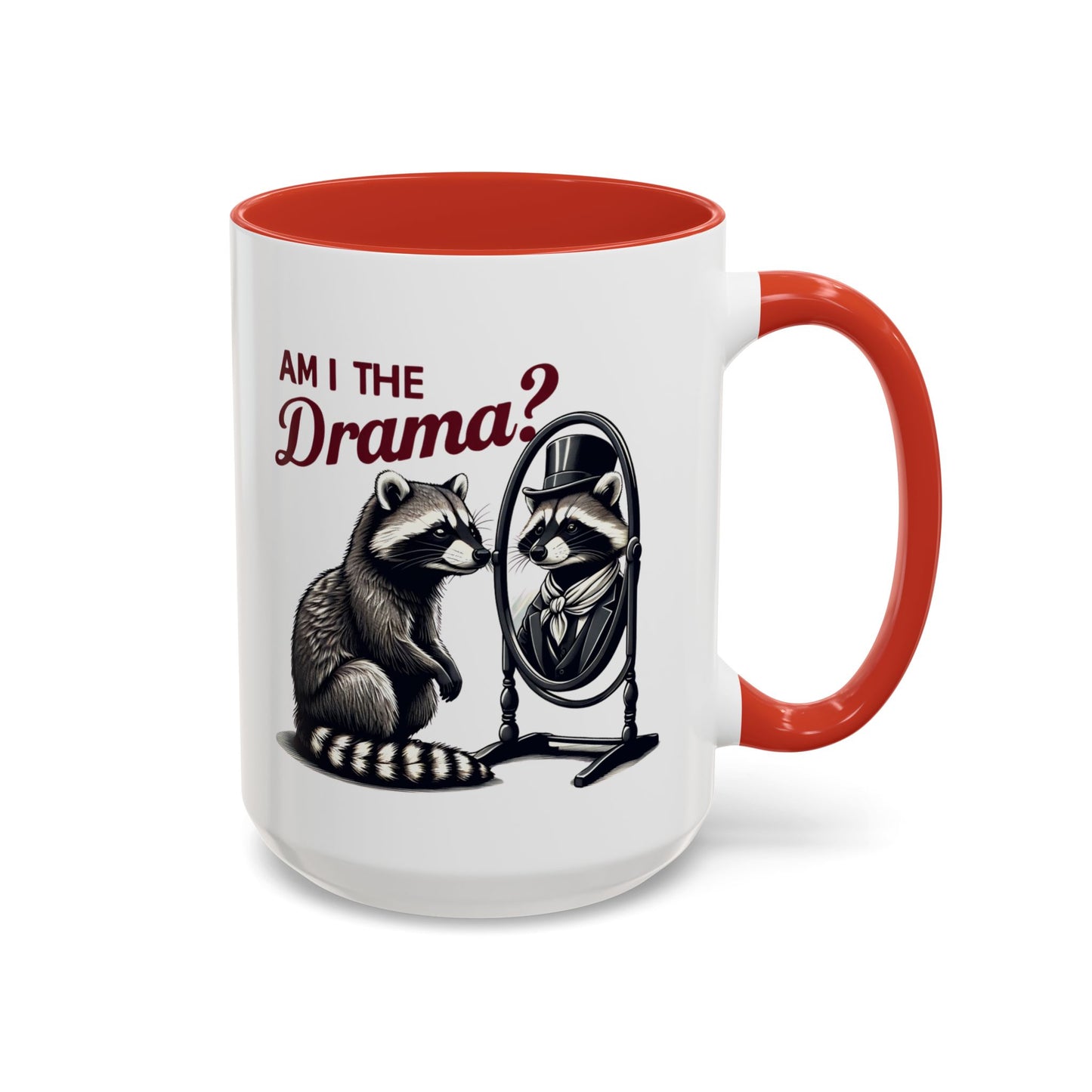 Raccoon 'Am I the Drama?' Accent Coffee Mug — 11/15oz Ceramic