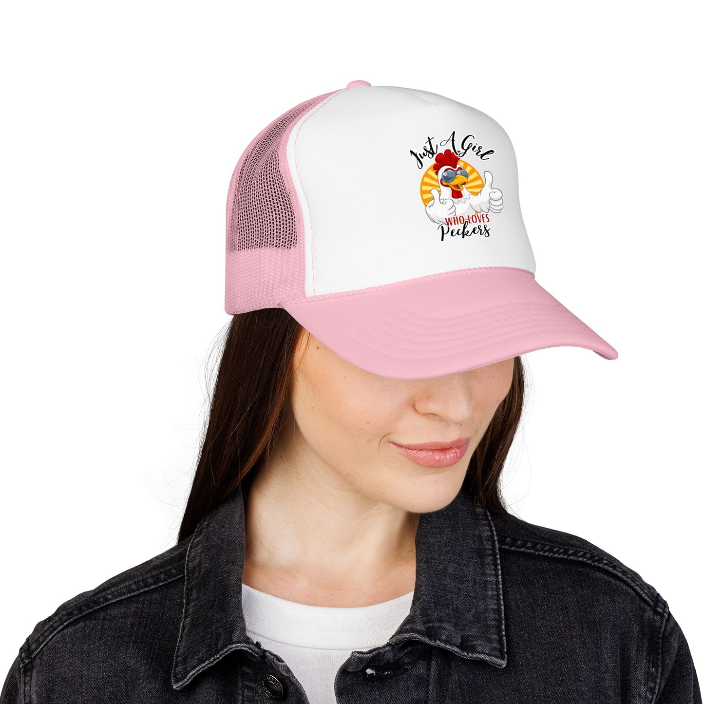 Just A Girl Who Loves Peckers — Retro Trucker Hat