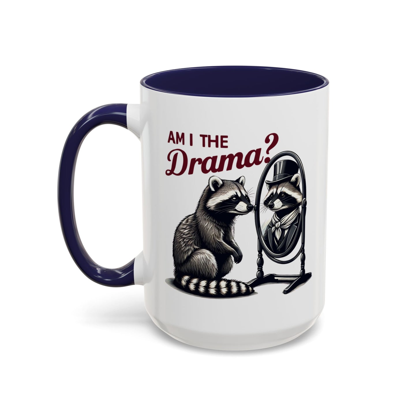 Raccoon 'Am I the Drama?' Accent Coffee Mug — 11/15oz Ceramic