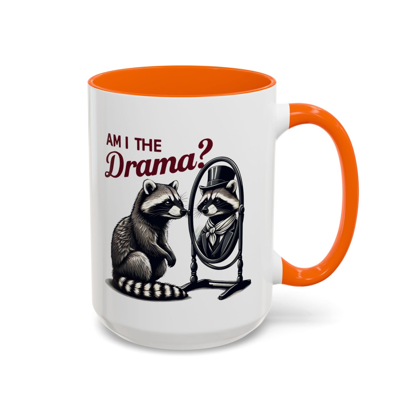 Raccoon 'Am I the Drama?' Accent Coffee Mug — 11/15oz Ceramic