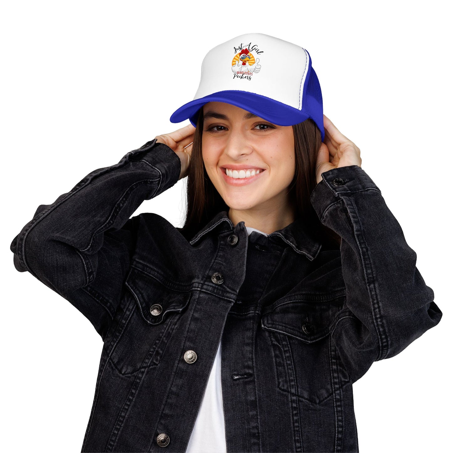 Just A Girl Who Loves Peckers — Retro Trucker Hat