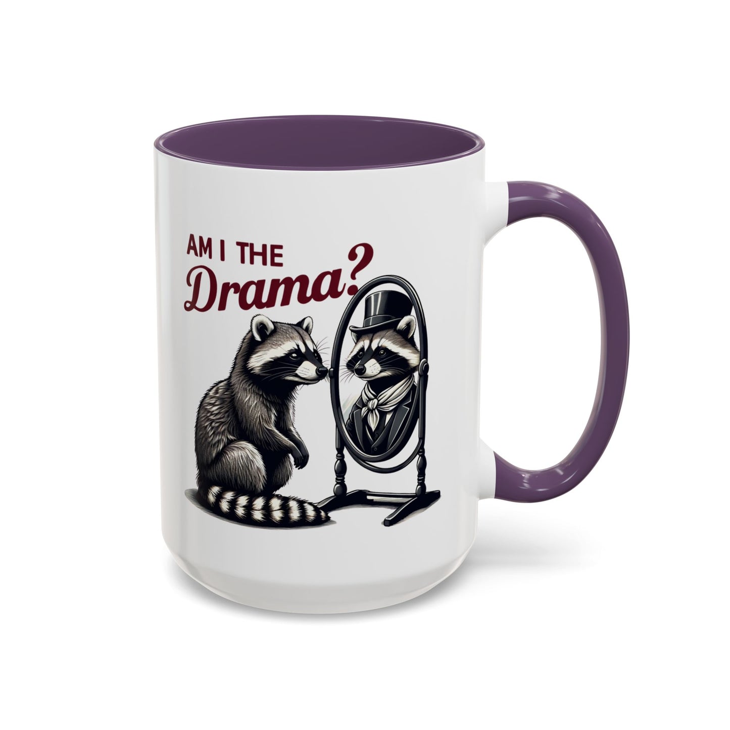 Raccoon 'Am I the Drama?' Accent Coffee Mug — 11/15oz Ceramic