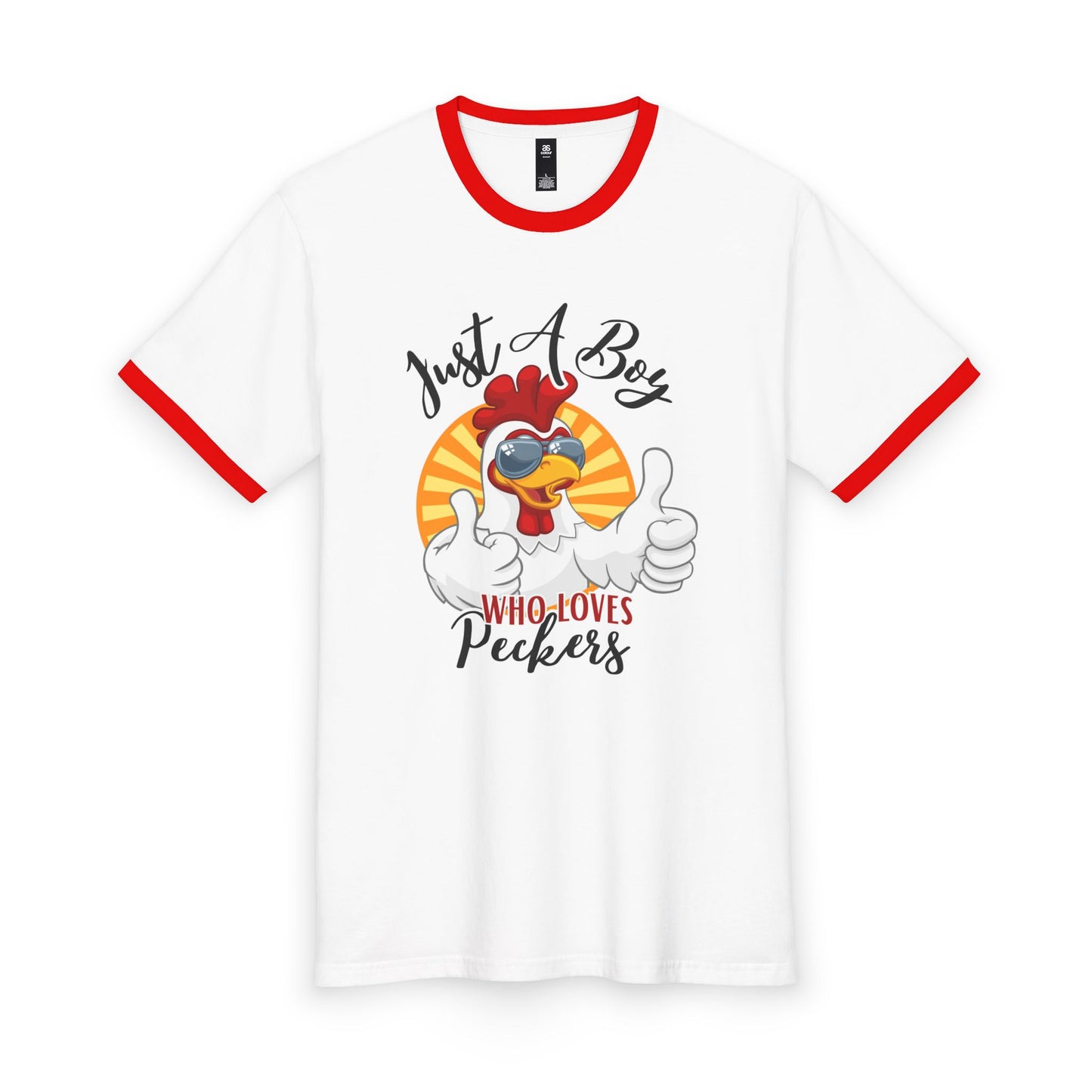 Just A Boy Who Loves Peckers Ringer Tee