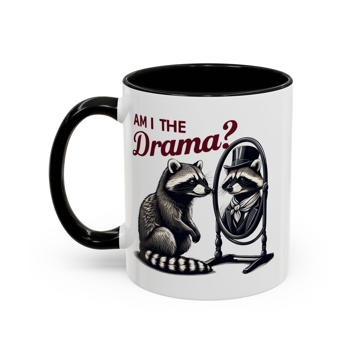 Raccoon 'Am I the Drama?' Accent Coffee Mug — 11/15oz Ceramic