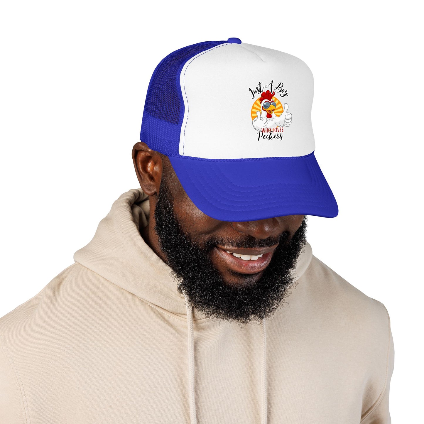 Just A Boy Who Loves Peckers -- Retro Trucker Hat