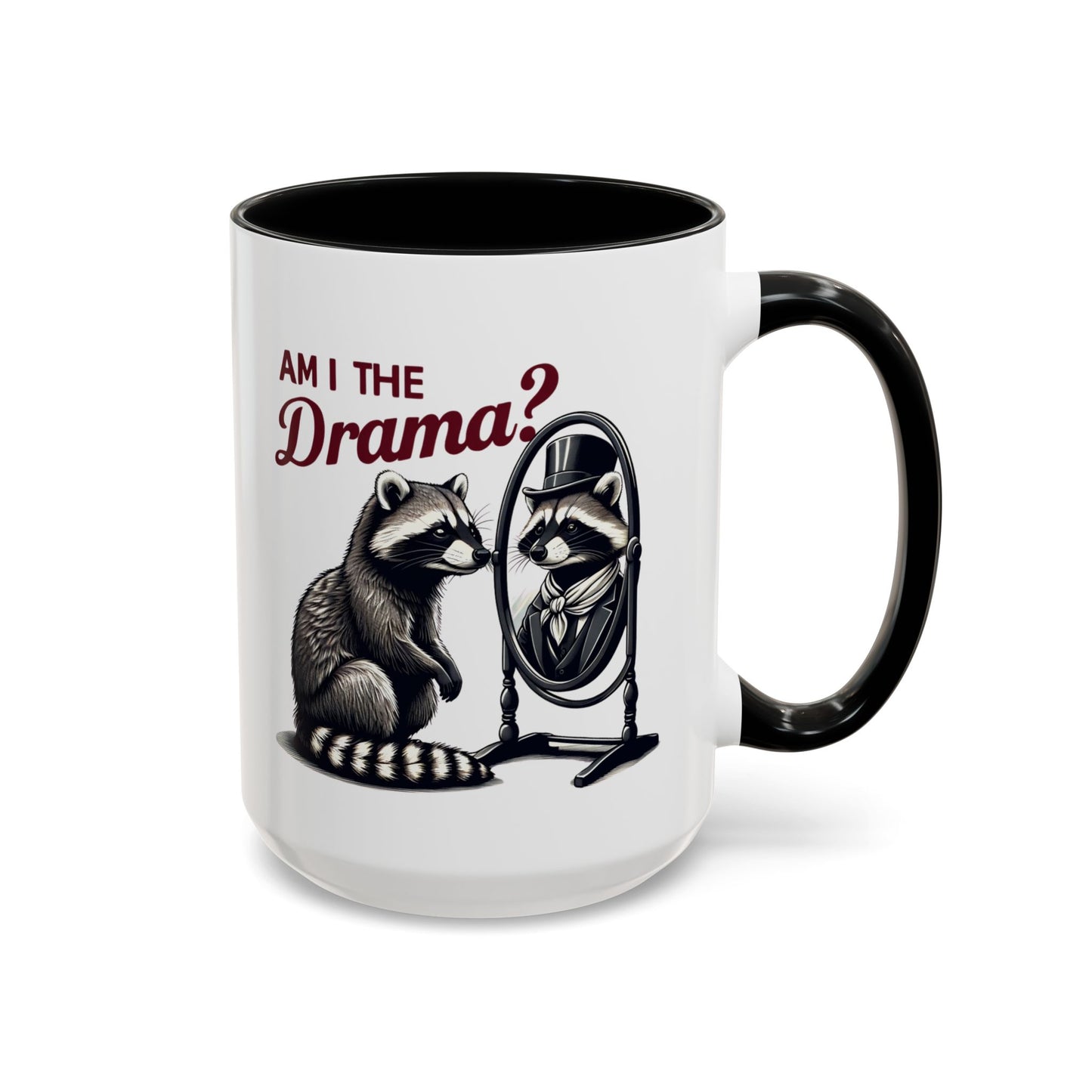 Raccoon 'Am I the Drama?' Accent Coffee Mug — 11/15oz Ceramic