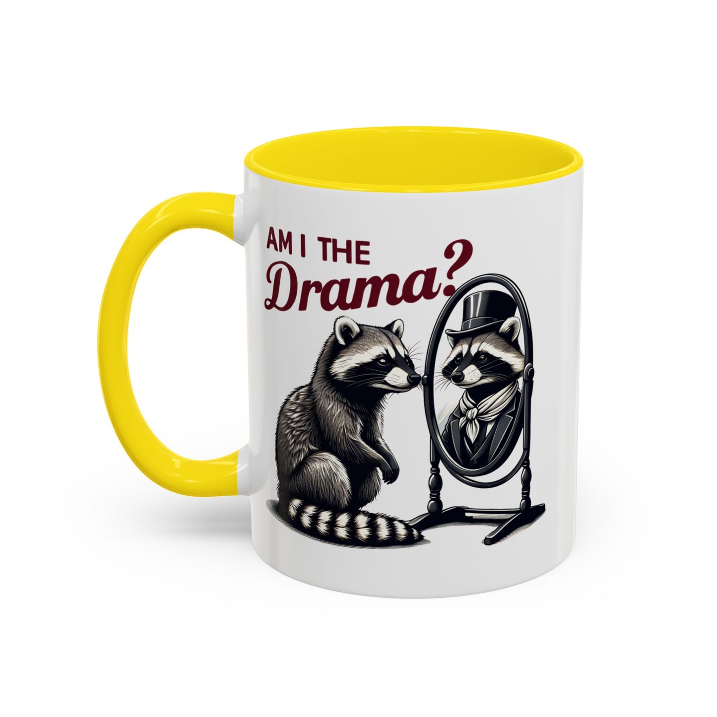 Raccoon 'Am I the Drama?' Accent Coffee Mug — 11/15oz Ceramic