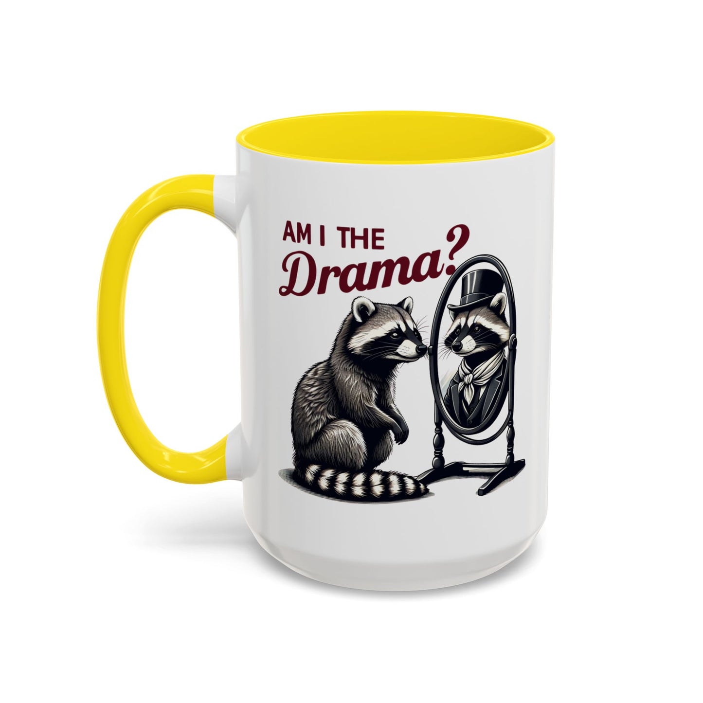 Raccoon 'Am I the Drama?' Accent Coffee Mug — 11/15oz Ceramic