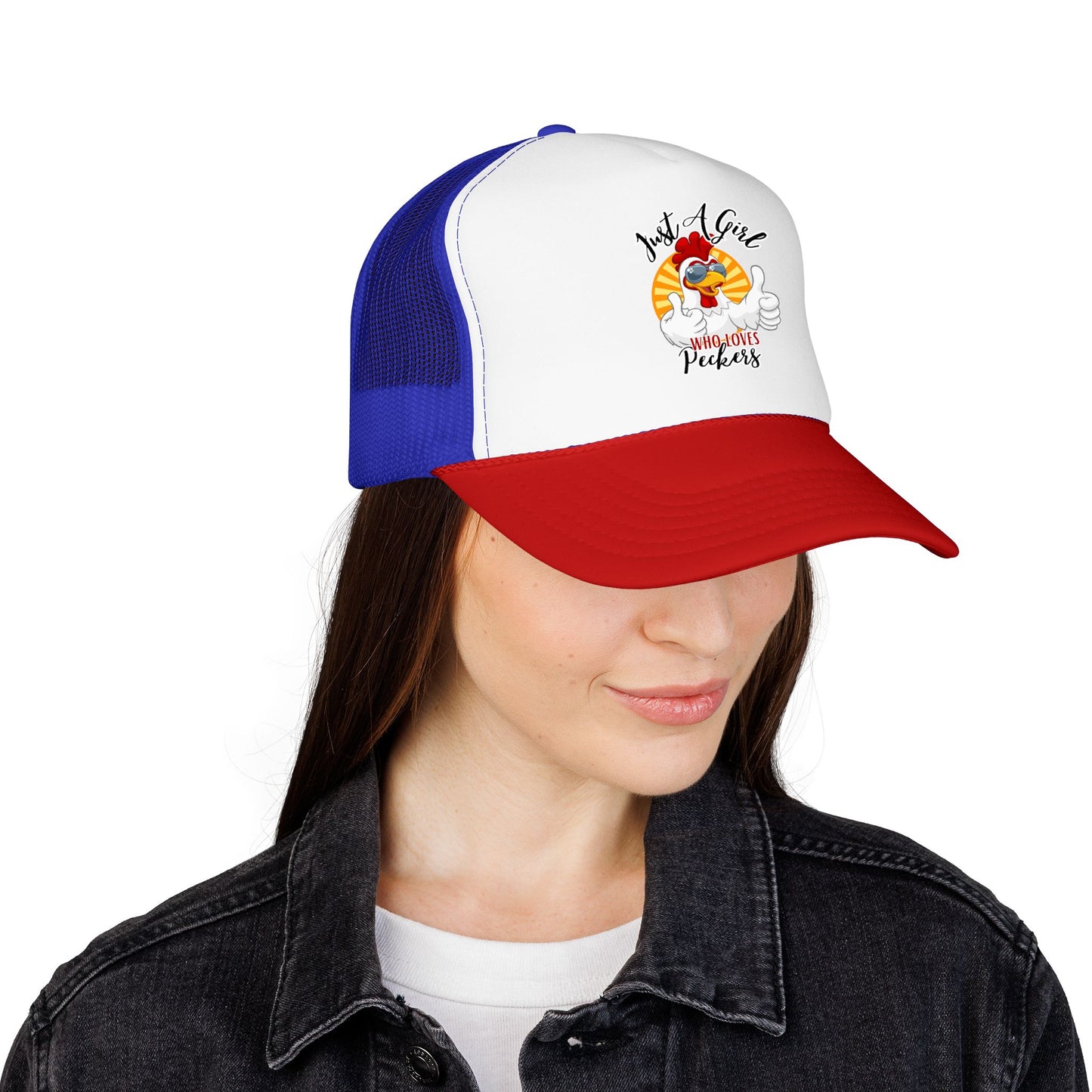 Just A Girl Who Loves Peckers — Retro Trucker Hat