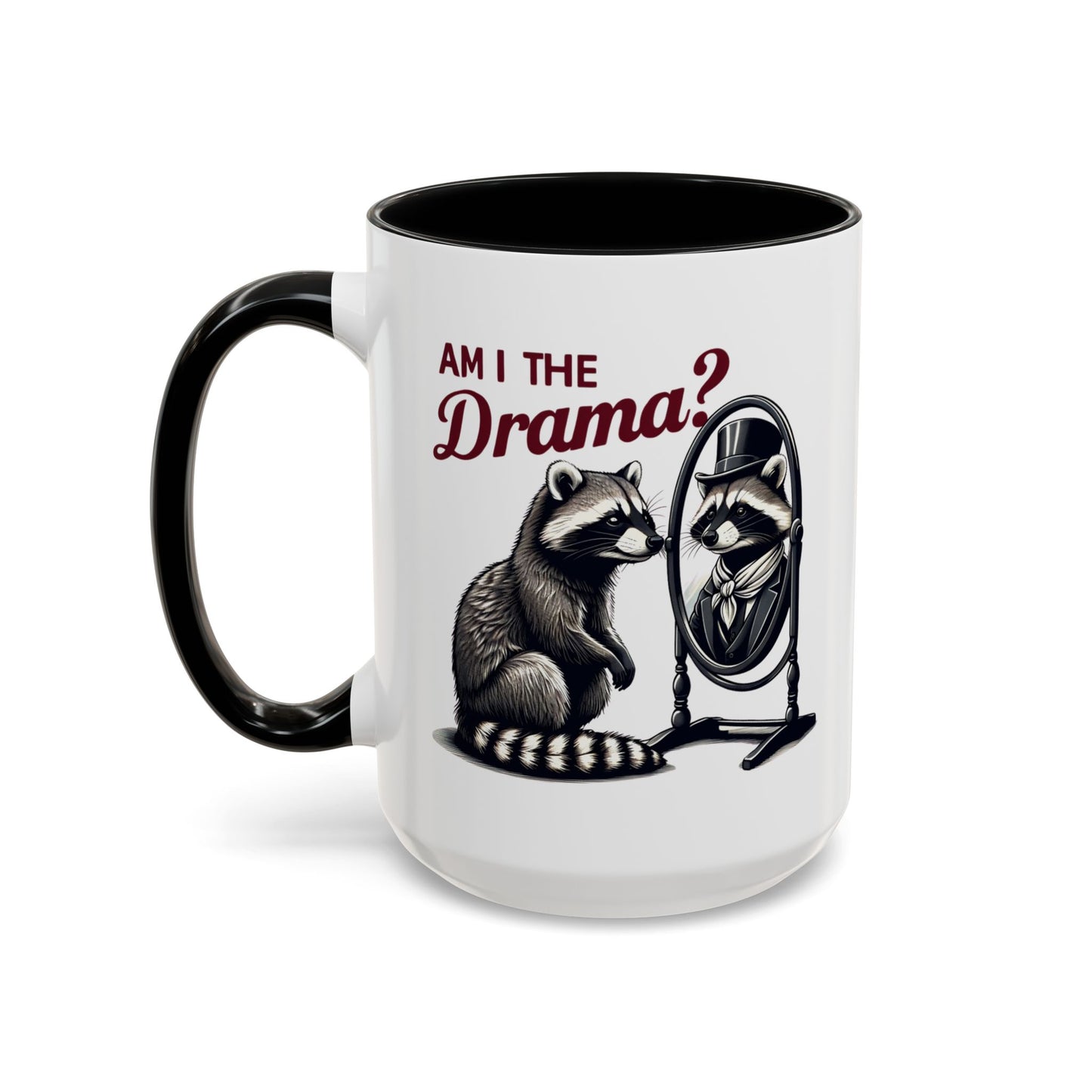 Raccoon 'Am I the Drama?' Accent Coffee Mug — 11/15oz Ceramic