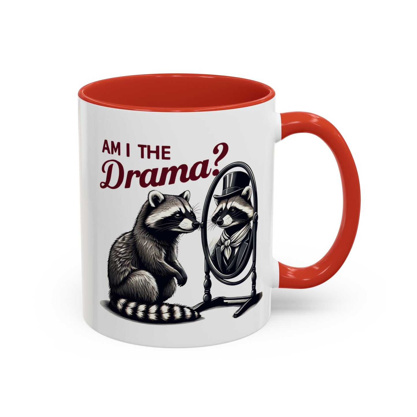 Raccoon 'Am I the Drama?' Accent Coffee Mug — 11/15oz Ceramic
