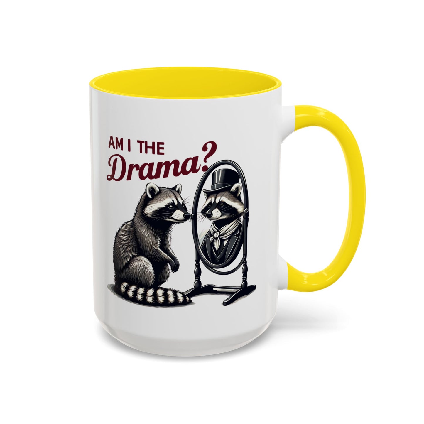 Raccoon 'Am I the Drama?' Accent Coffee Mug — 11/15oz Ceramic