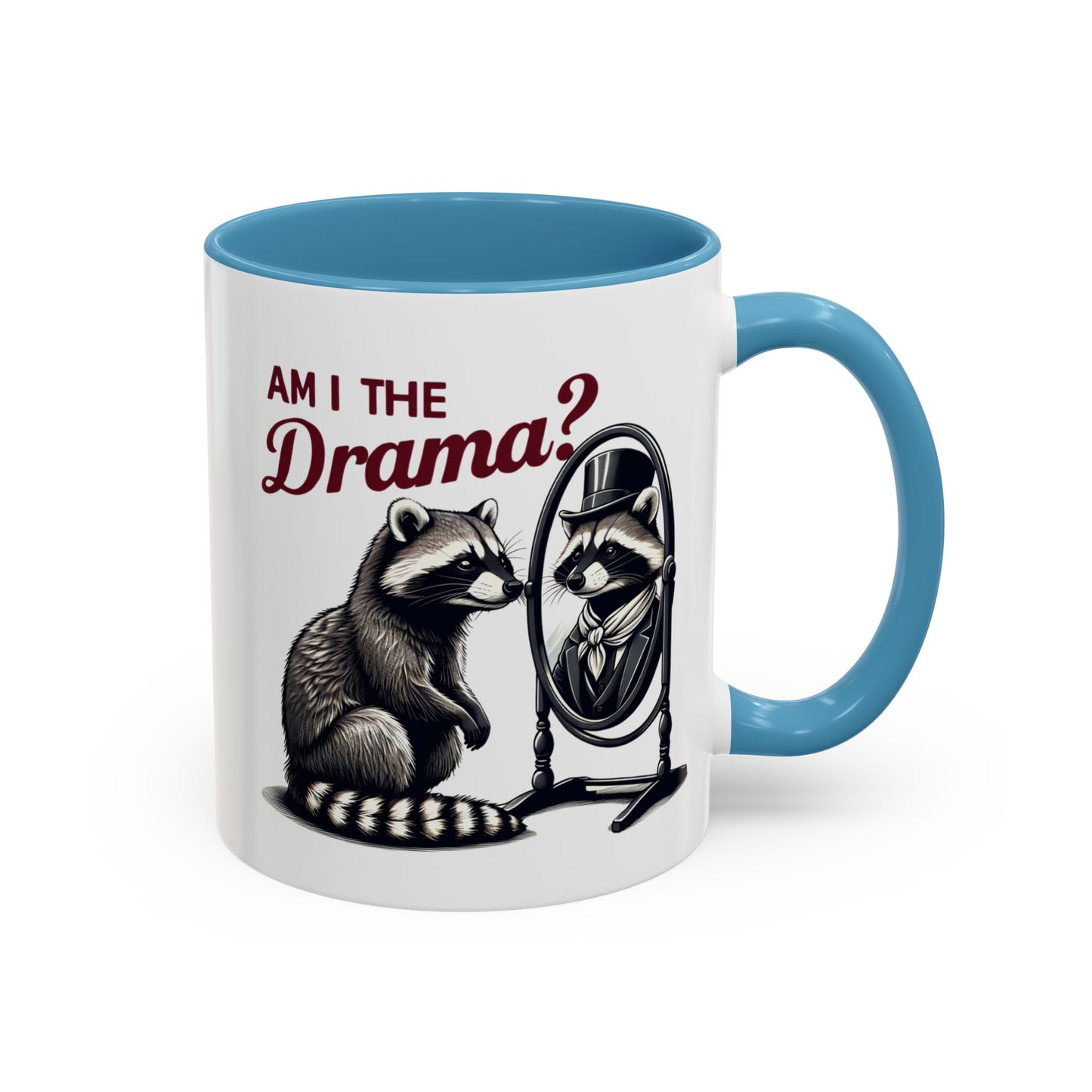 Raccoon 'Am I the Drama?' Accent Coffee Mug — 11/15oz Ceramic