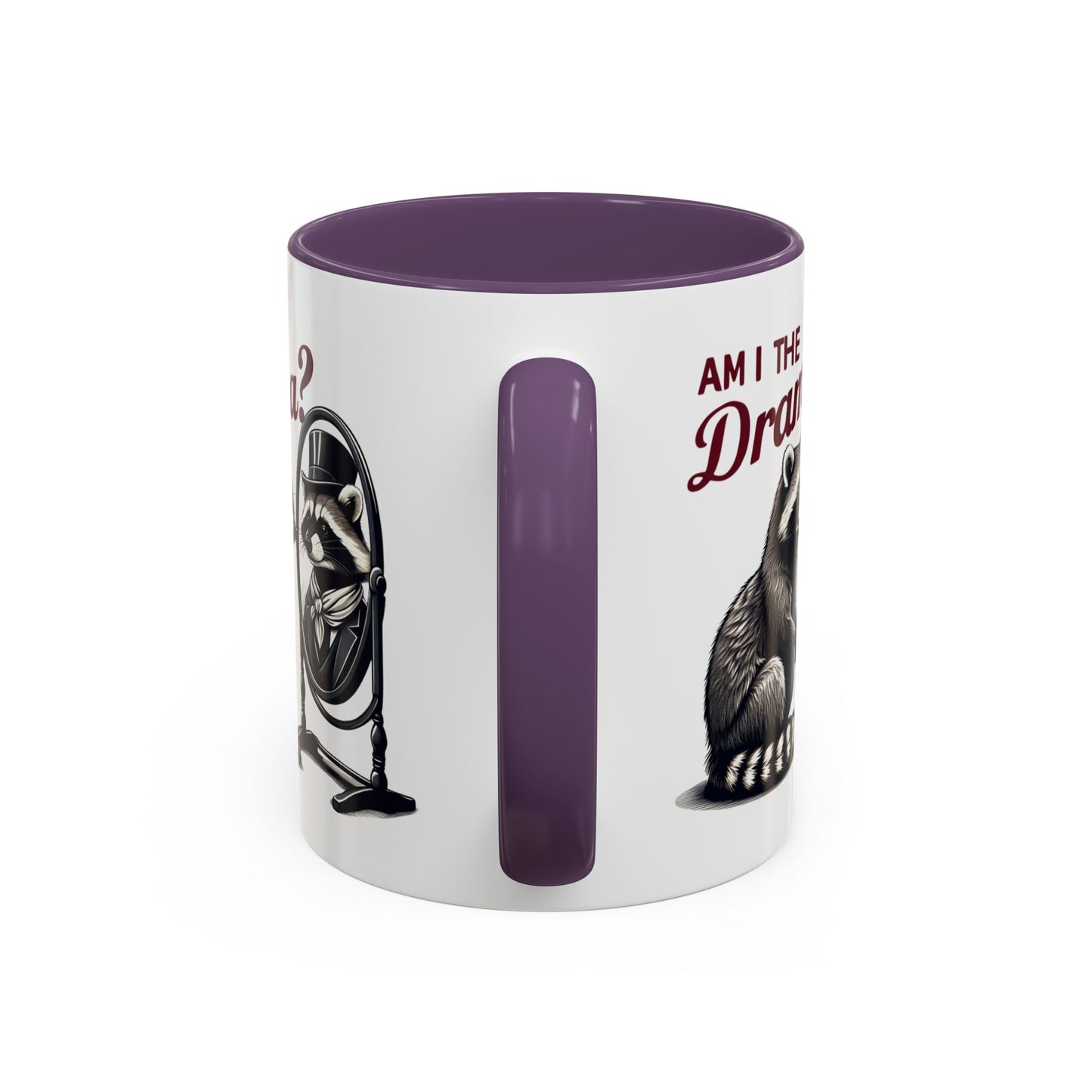 Raccoon 'Am I the Drama?' Accent Coffee Mug — 11/15oz Ceramic