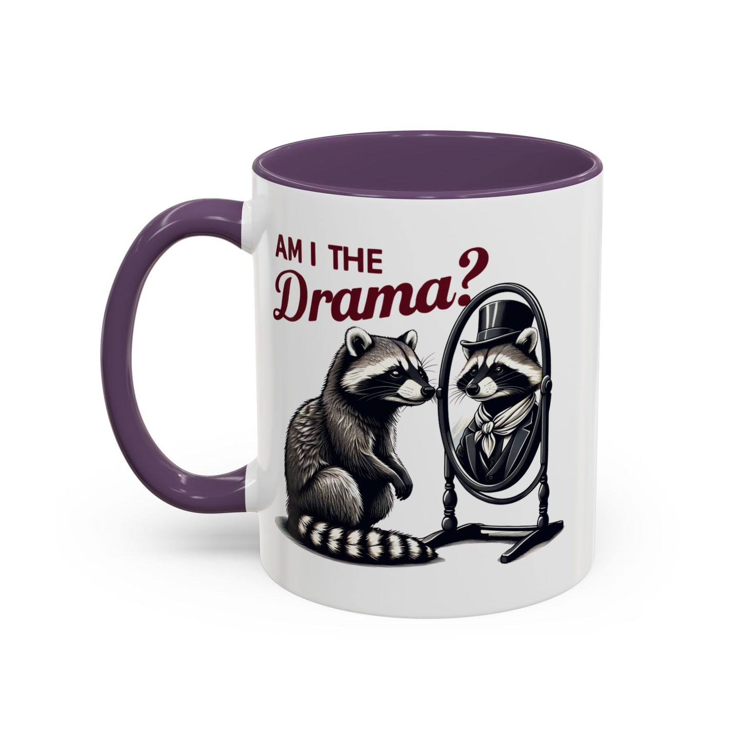 Raccoon 'Am I the Drama?' Accent Coffee Mug — 11/15oz Ceramic