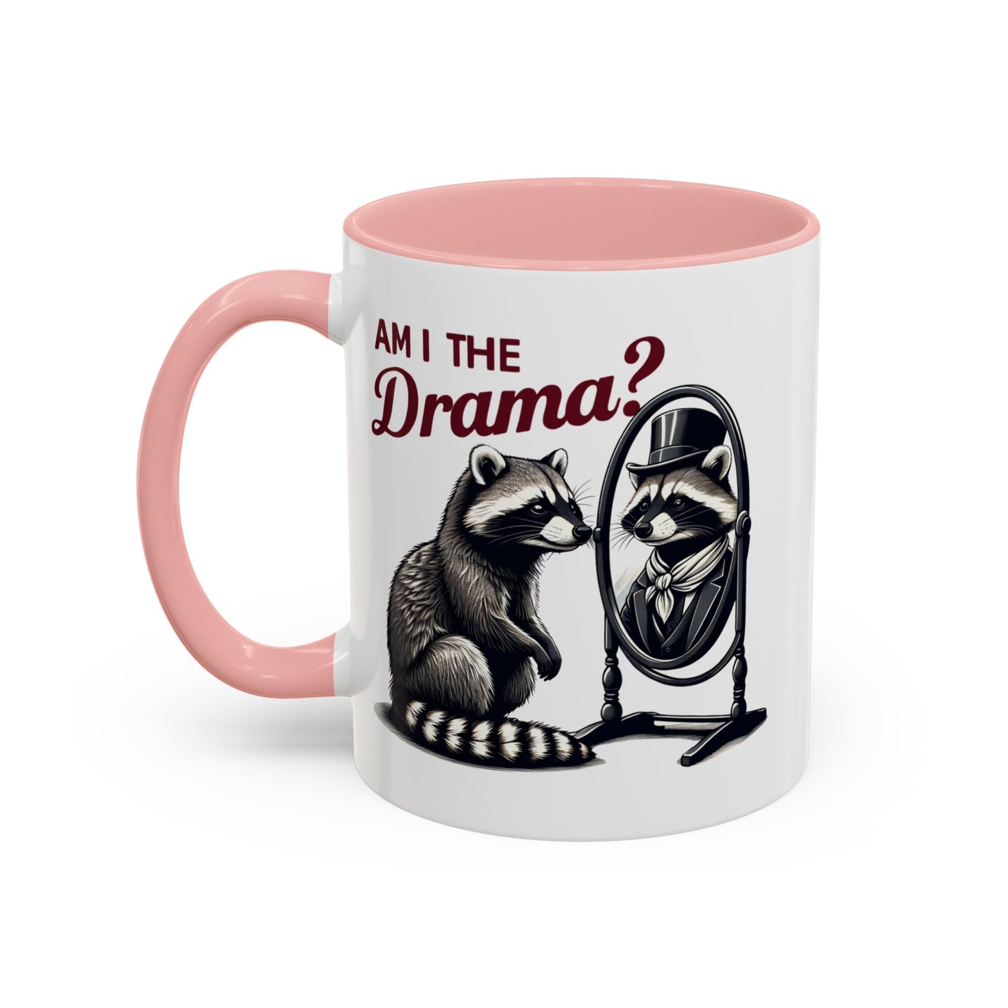 Raccoon 'Am I the Drama?' Accent Coffee Mug — 11/15oz Ceramic