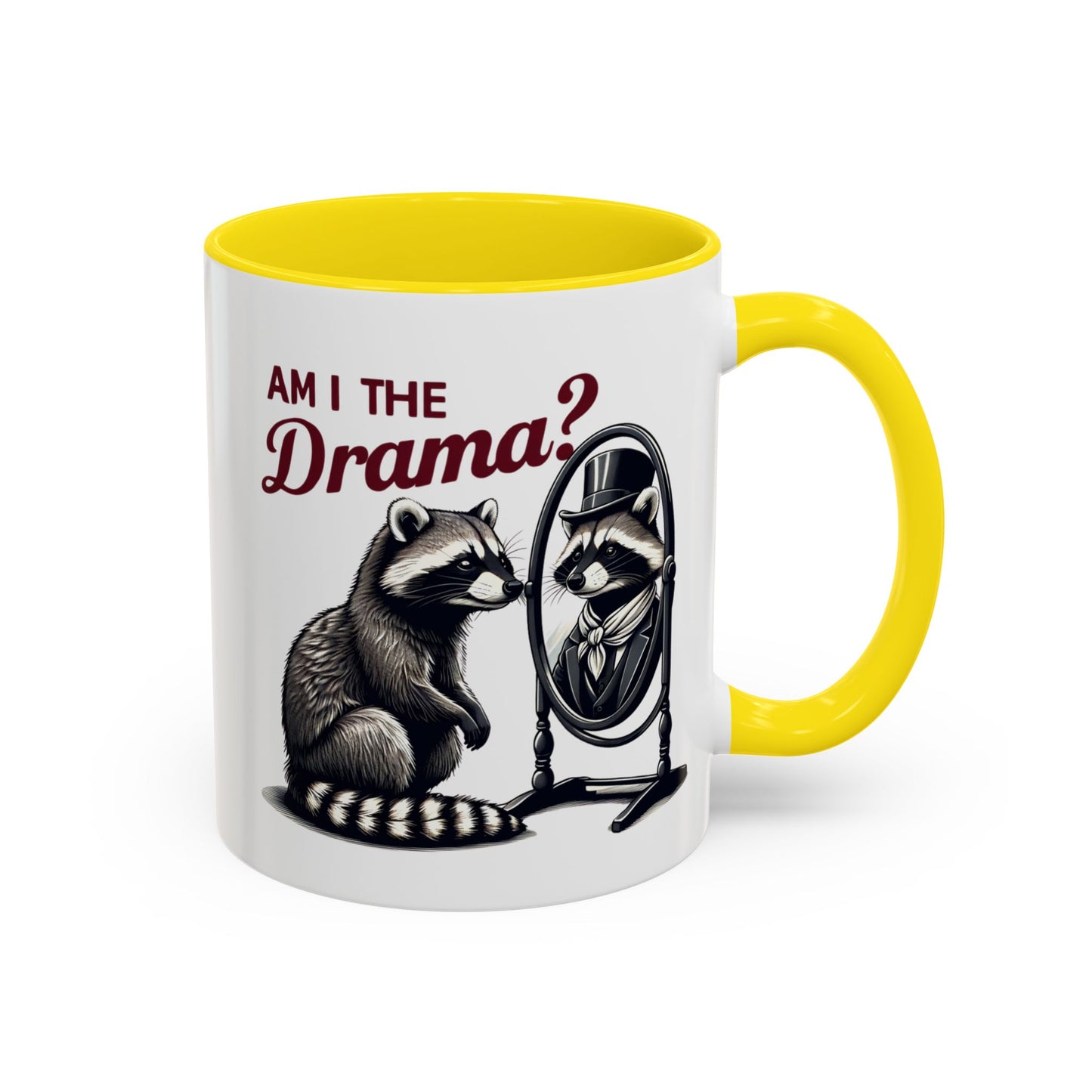Raccoon 'Am I the Drama?' Accent Coffee Mug — 11/15oz Ceramic